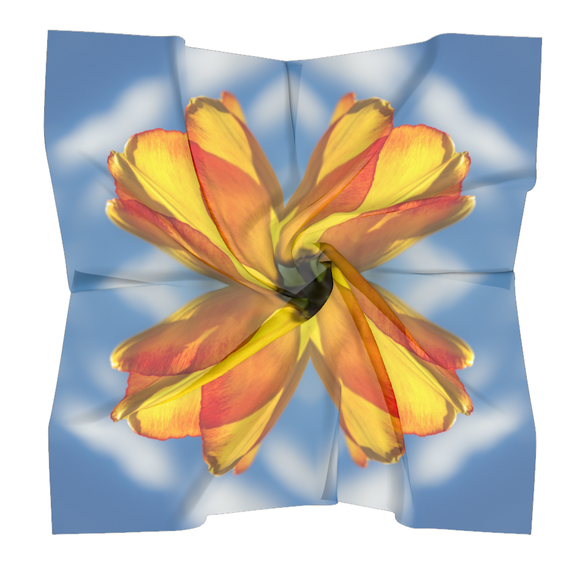 Square scarf with tulip design